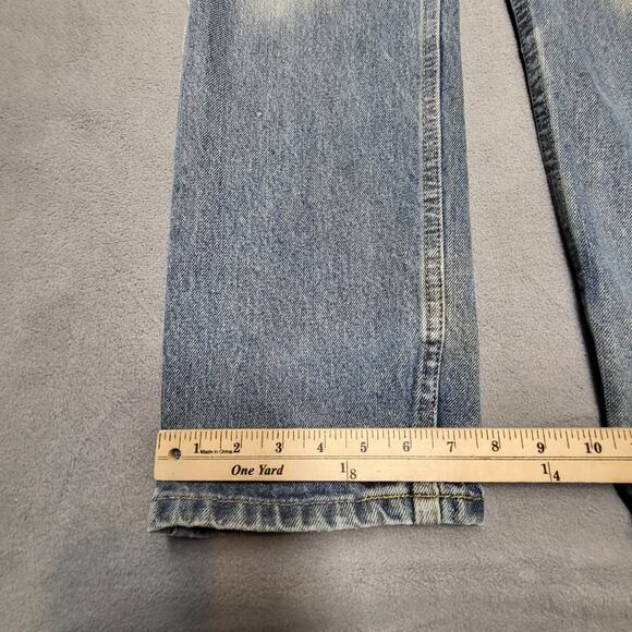 Wrangler Jeans Mens 30x31 Blue Straight Leg Distressed Denim Thrashed - Picture 7 of 12